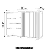Cômoda Para Quarto 4 Gavetas 147cm Gênova M07 Branco - Mpozenato