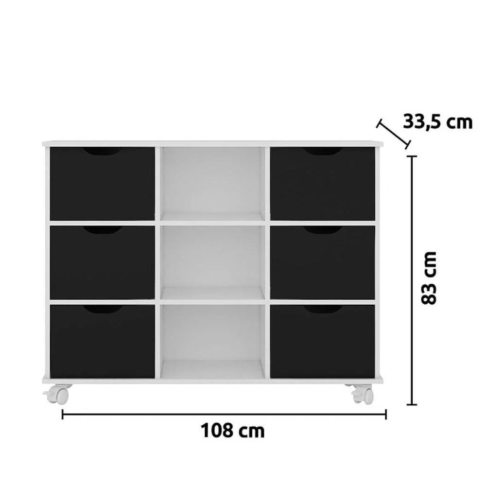 Nicho Organizador Com Rodízios Toys 6 Gavetas Q01 Branco-preto - Mpozenato - 2