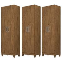 Kit 3 Armários Multiuso Organizador 2 Portas Astrid M07 Castanho Wood - Mpozenato - 1