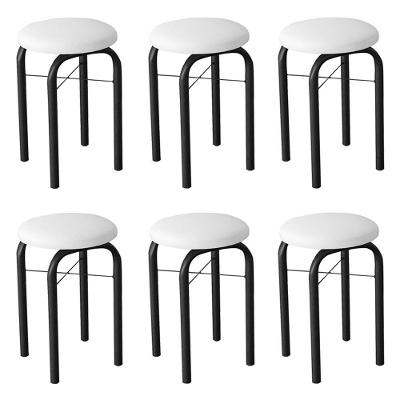Kit 6 Banquetas Baixas Para Cozinha Em Aço Manu Sintético I01 Preto-branco - Mpozenato