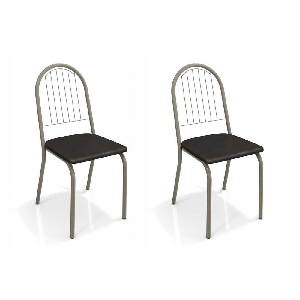 Cadeira Sala de Jantar Noruega 2C077NK Kit 2 Un Níquel/Courano Preto - Kappesberg - 1