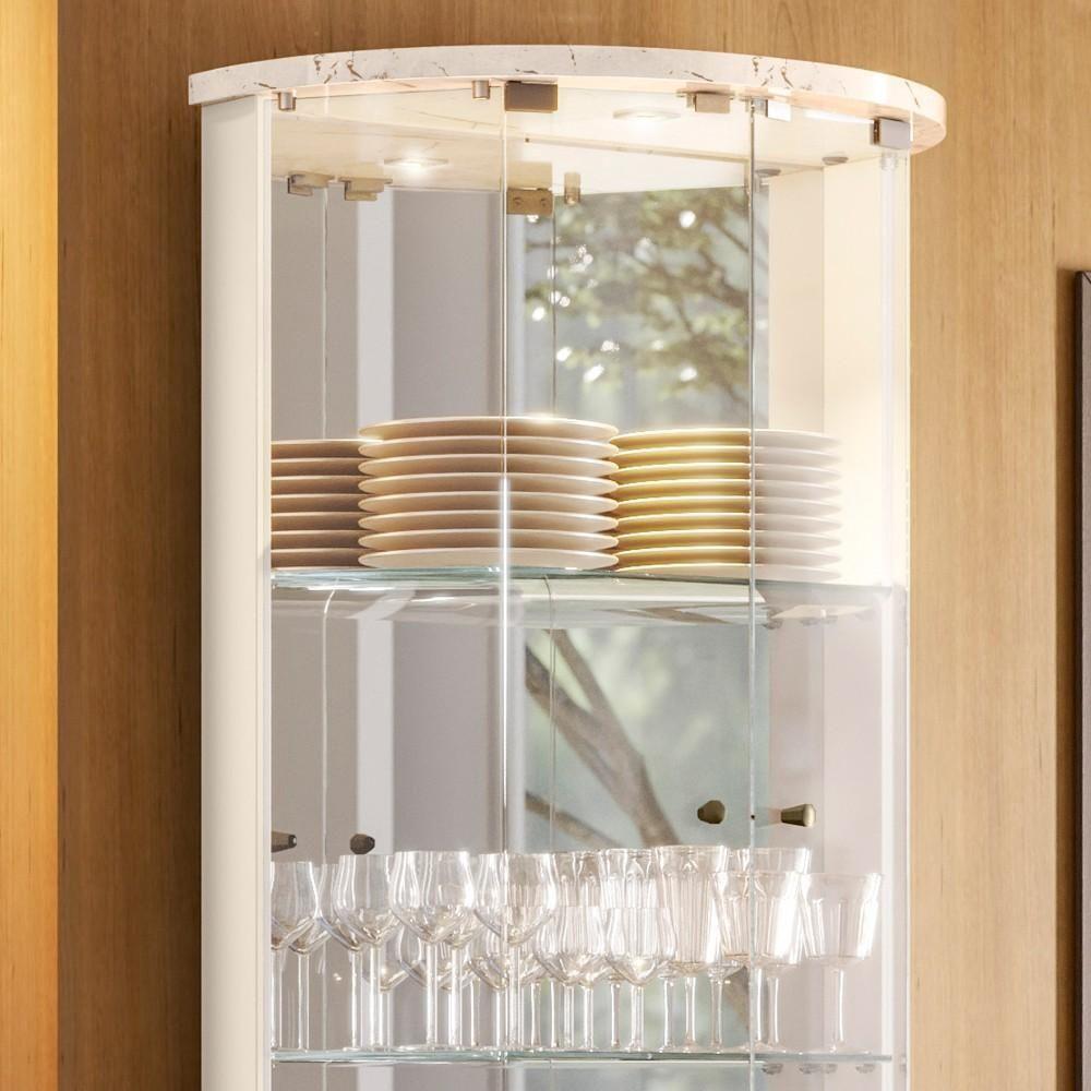 Cristaleira Para Sala De Jantar 67x180cm Melina M01 Calacata-off White - Mpozenato - 6