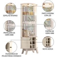 Cristaleira Para Sala De Jantar 67x180cm Melina M01 Calacata-off White - Mpozenato - 3