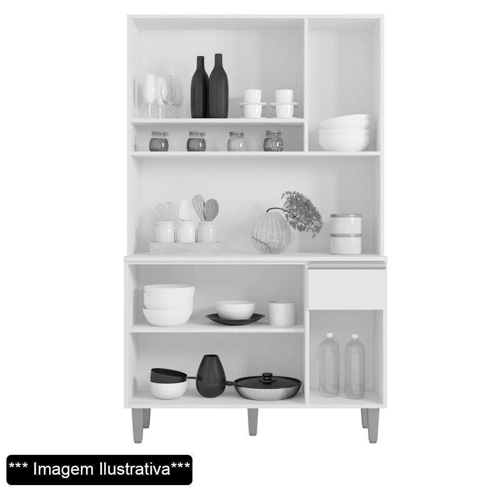 Kit Cozinha Compacta 105cm Com 6 Portas 1 Gaveta Márcia Preto Fosco - Ajl Móveis - 5