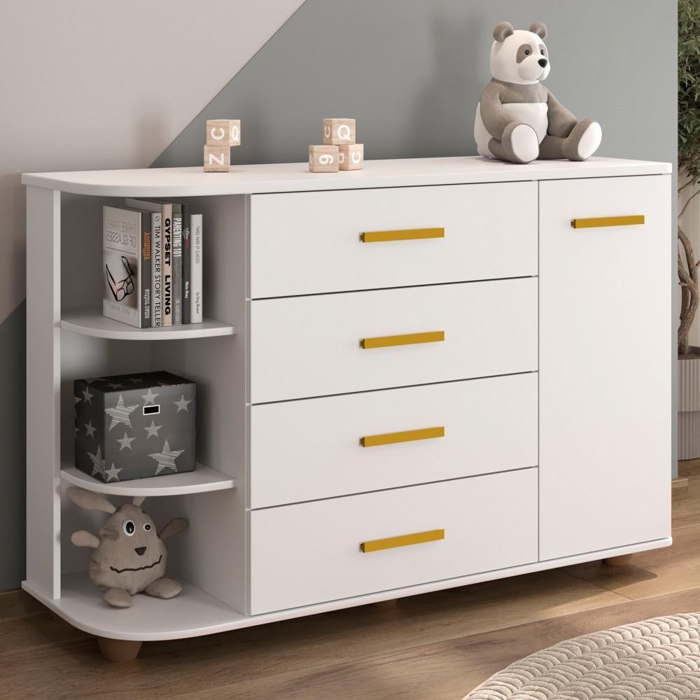 Cômoda Infantil Com Cantoneira E 4 Gavetas 100% Mdf New Lorena Branco - Phoenix - 2