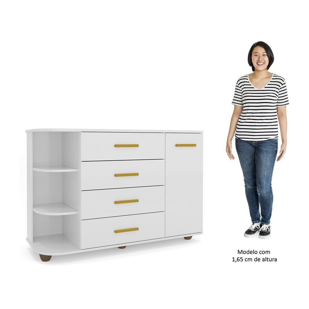 Cômoda Infantil Com Cantoneira E 4 Gavetas 100% Mdf New Lorena Branco - Phoenix - 5