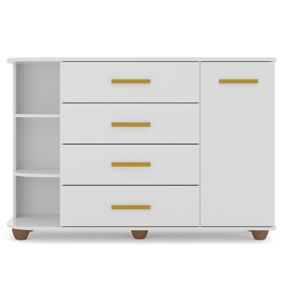 Cômoda Infantil Com Cantoneira E 4 Gavetas 100% Mdf New Lorena Branco - Phoenix - 6