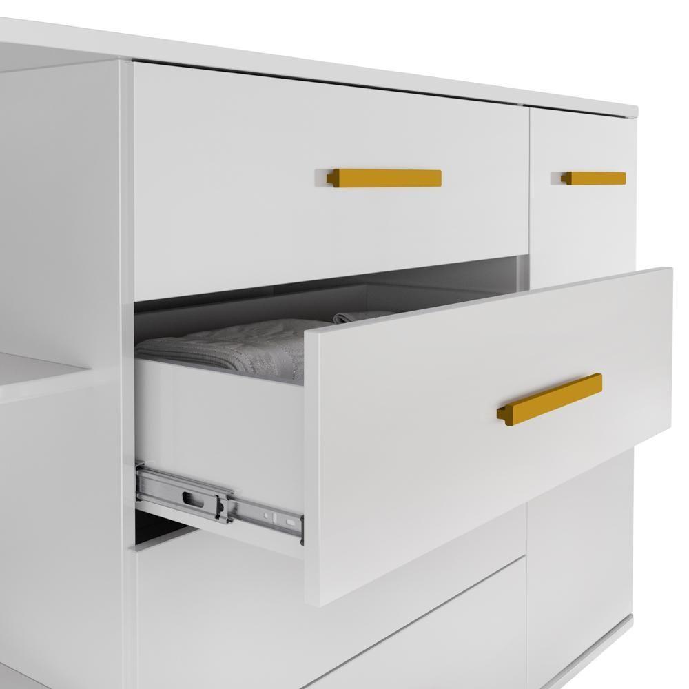 Cômoda Infantil Com Cantoneira E 4 Gavetas 100% Mdf New Lorena Branco - Phoenix - 9