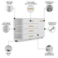 Cômoda Infantil Com Cantoneira E 4 Gavetas 100% Mdf New Lorena Branco - Phoenix - 3