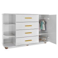 Cômoda Infantil Com Cantoneira E 4 Gavetas 100% Mdf New Lorena Branco - Phoenix - 7