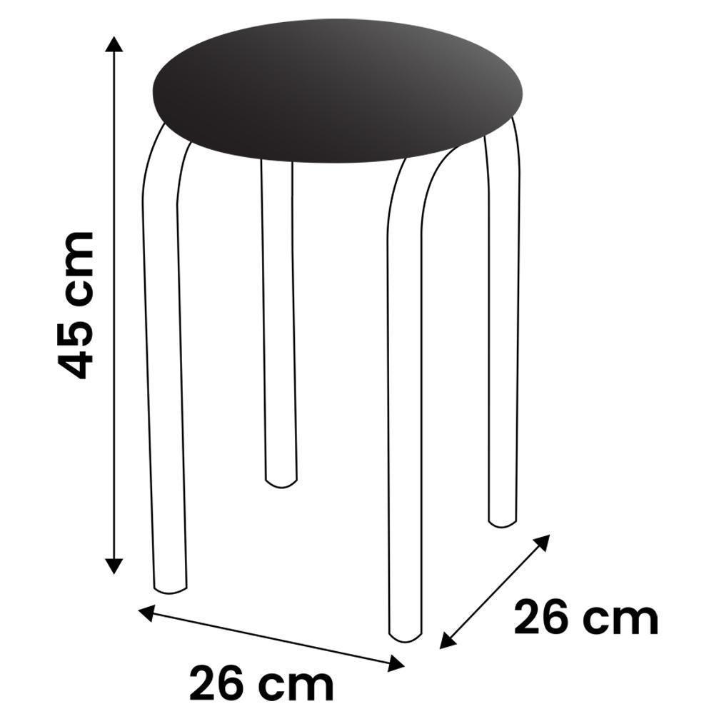 Kit 4 Banquetas Baixas Empilháveis Em Aço Maviê Sintético Branco-preto - Mpozenato - 4