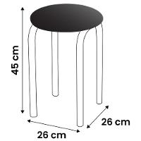 Kit 4 Banquetas Baixas Empilháveis Em Aço Maviê Sintético Branco-preto - Mpozenato