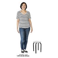 Kit 4 Banquetas Baixas Empilháveis Em Aço Maviê Sintético Branco-preto - Mpozenato - 6