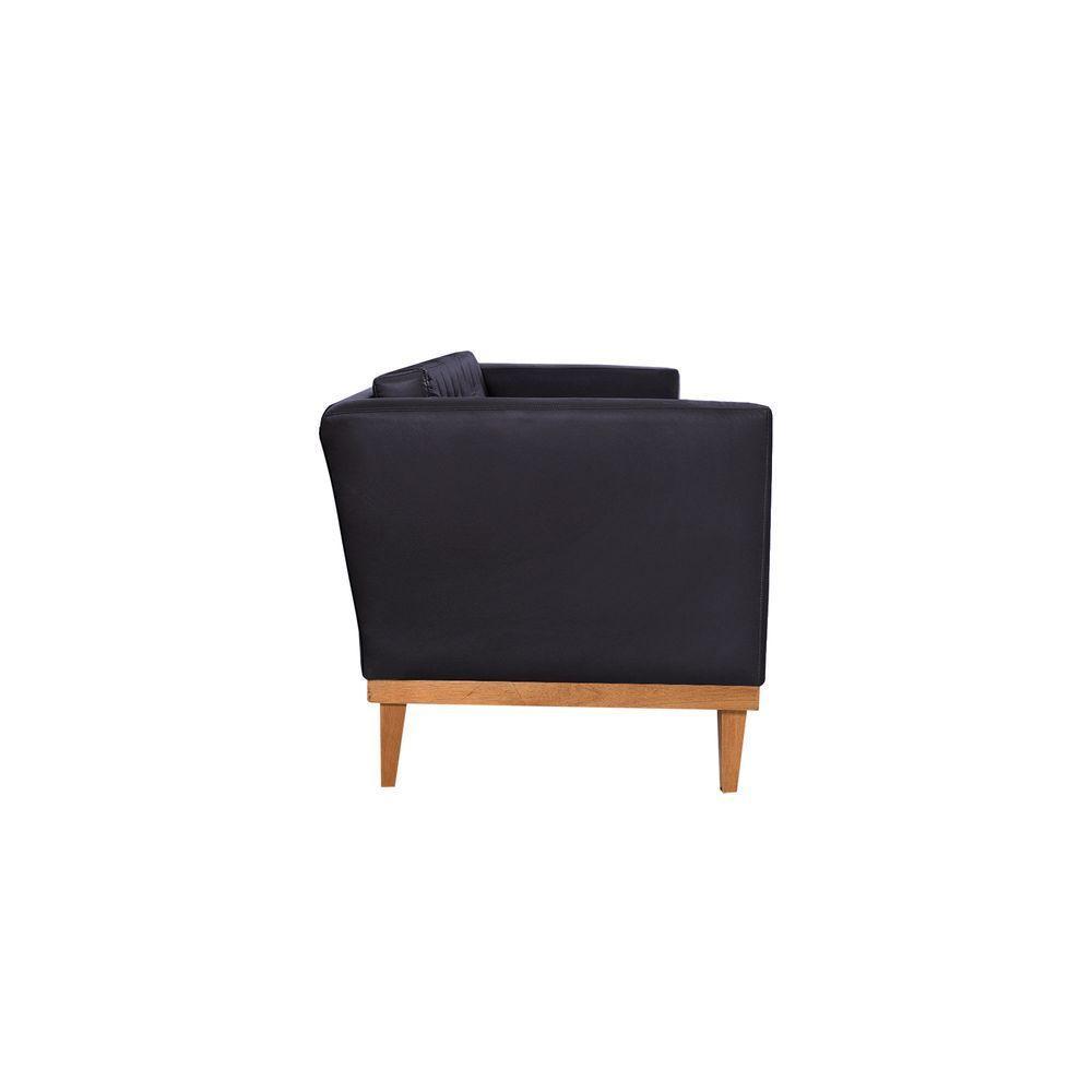 Sofá Living Hibisco 2,19m Em Corino Pés Em Madeira Cor Preto - 4