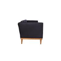 Sofá Living Hibisco 2,19m Em Corino Pés Em Madeira Cor Preto