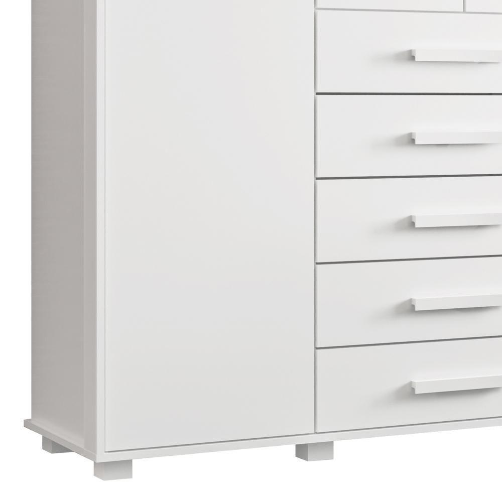Cômoda Sapateira Para Quarto 160cm 2 Portas 7 Gavetas Fontaine A02 Branco Fosco - Mpozenato - 6