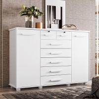 Cômoda Sapateira Para Quarto 160cm 2 Portas 7 Gavetas Fontaine A02 Branco Fosco - Mpozenato - 2