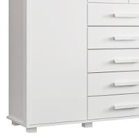 Cômoda Sapateira Para Quarto 160cm 2 Portas 7 Gavetas Fontaine A02 Branco Fosco - Mpozenato - 6
