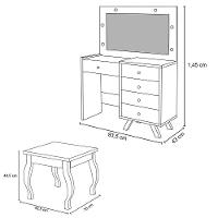 Penteadeira Camarim 5 Gavetas Com Banqueta Luna Branco - Móveis Lupi - 4