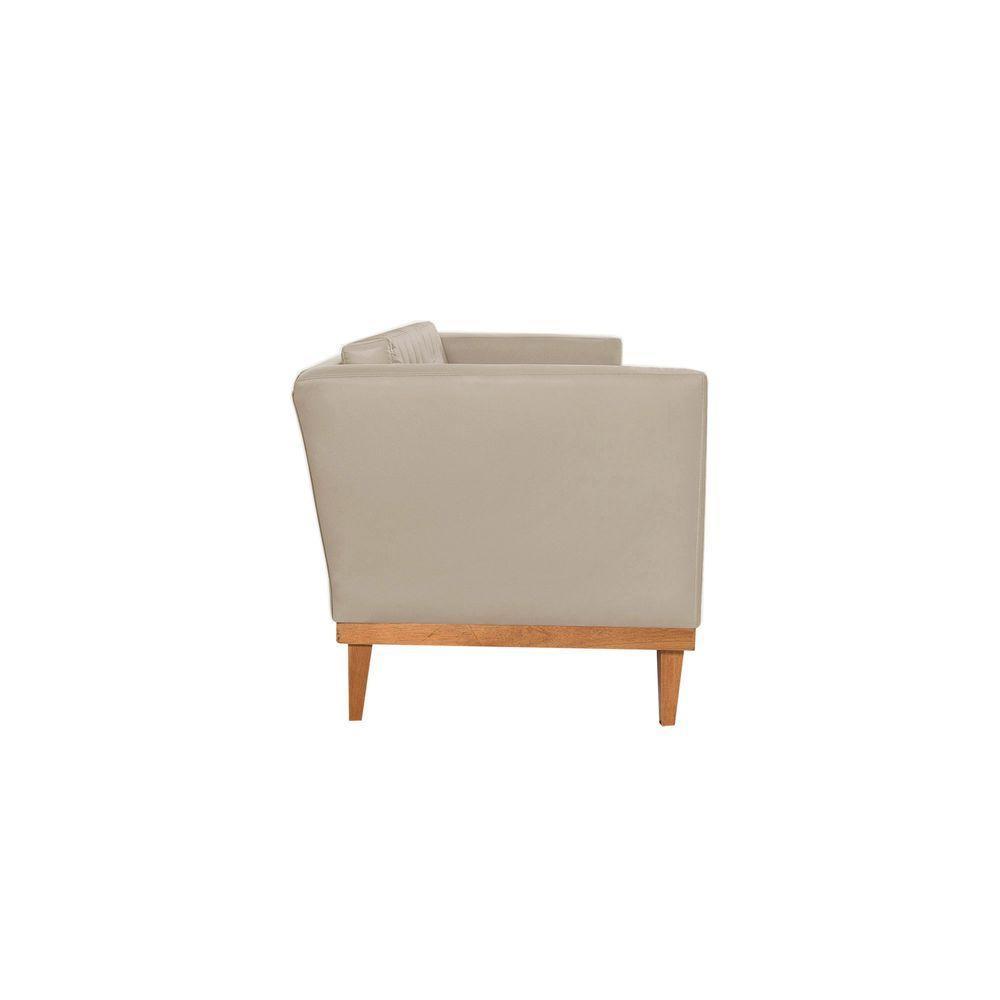 Sofá Living Hibisco 2,19m Em Corino Pés Em Madeira Cor Marfim - 7