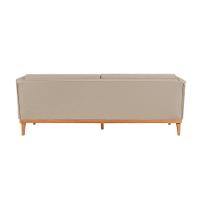 Sofá Living Hibisco 2,19m Em Corino Pés Em Madeira Cor Marfim