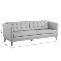 Sofá Living Hibisco 2,19m Em Corino Pés Em Madeira Cor Marfim - 5