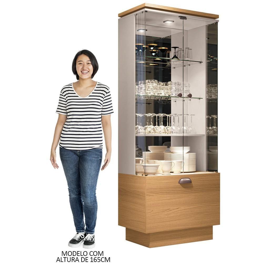 Cristaleira De Vidro Com Espelho Aruan H01 Off White-cinamomo - Mpozenato - 5