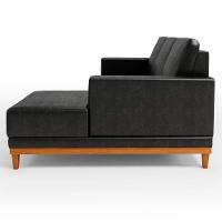 Sofá 3 Lugares 200cm Living Com Chaise Direito Sala De Estar Kayrós D05 Sintético Preto - Mpozenato - 5