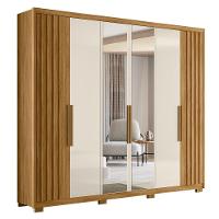 Guarda Roupa Casal Com Espelho 6 Portas 260cm Gaia M07 Freijó-off White - Mpozenato - 1