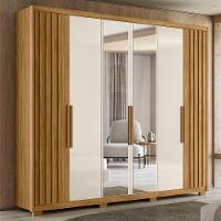 Guarda Roupa Casal Com Espelho 6 Portas 260cm Gaia M07 Freijó-off White - Mpozenato - 2