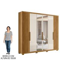 Guarda Roupa Casal Com Espelho 6 Portas 260cm Gaia M07 Freijó-off White - Mpozenato - 5