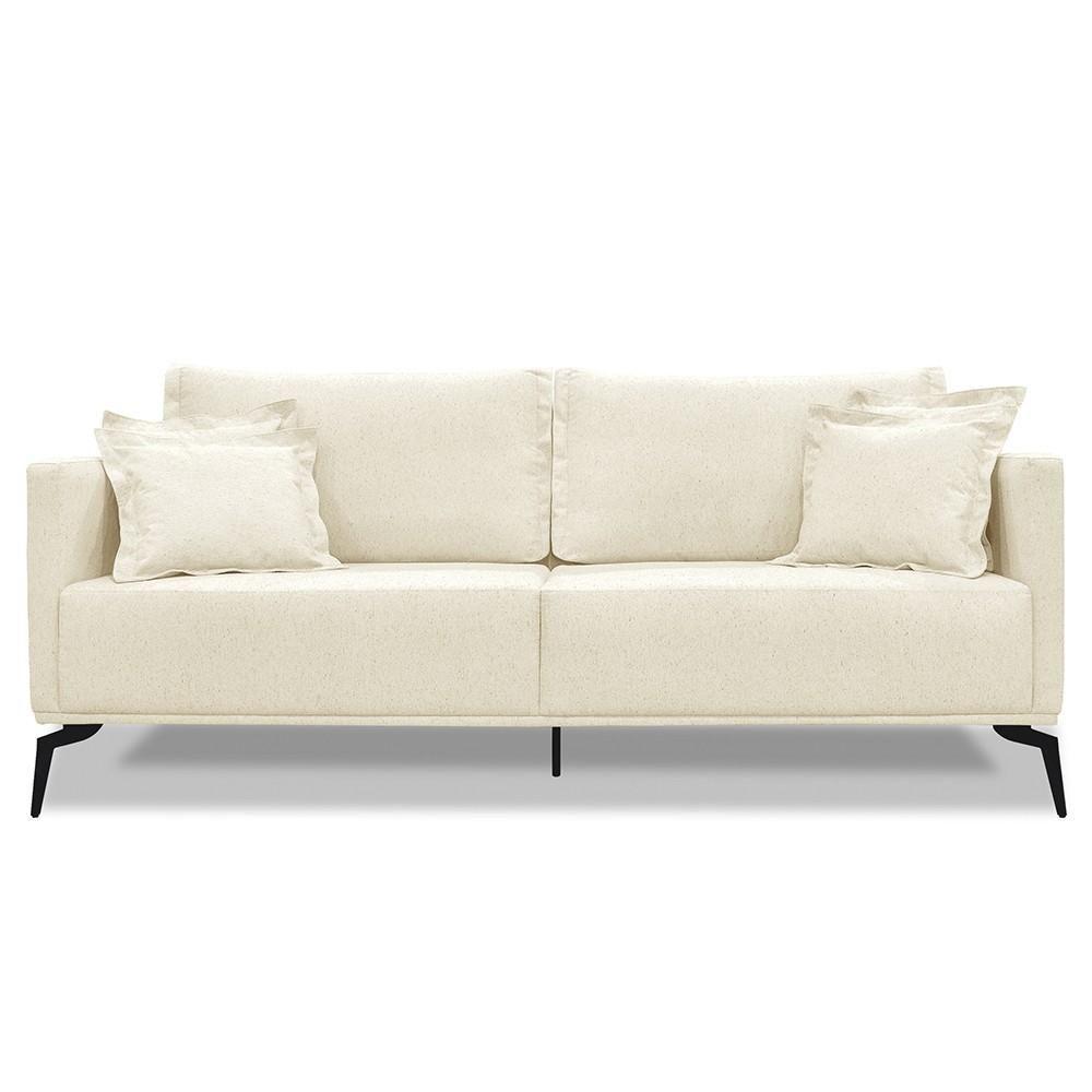 Sofá 3 Lugares 220cm Pés De Metal Vecchia S06 Linho Pérola - Mpozenato - 5