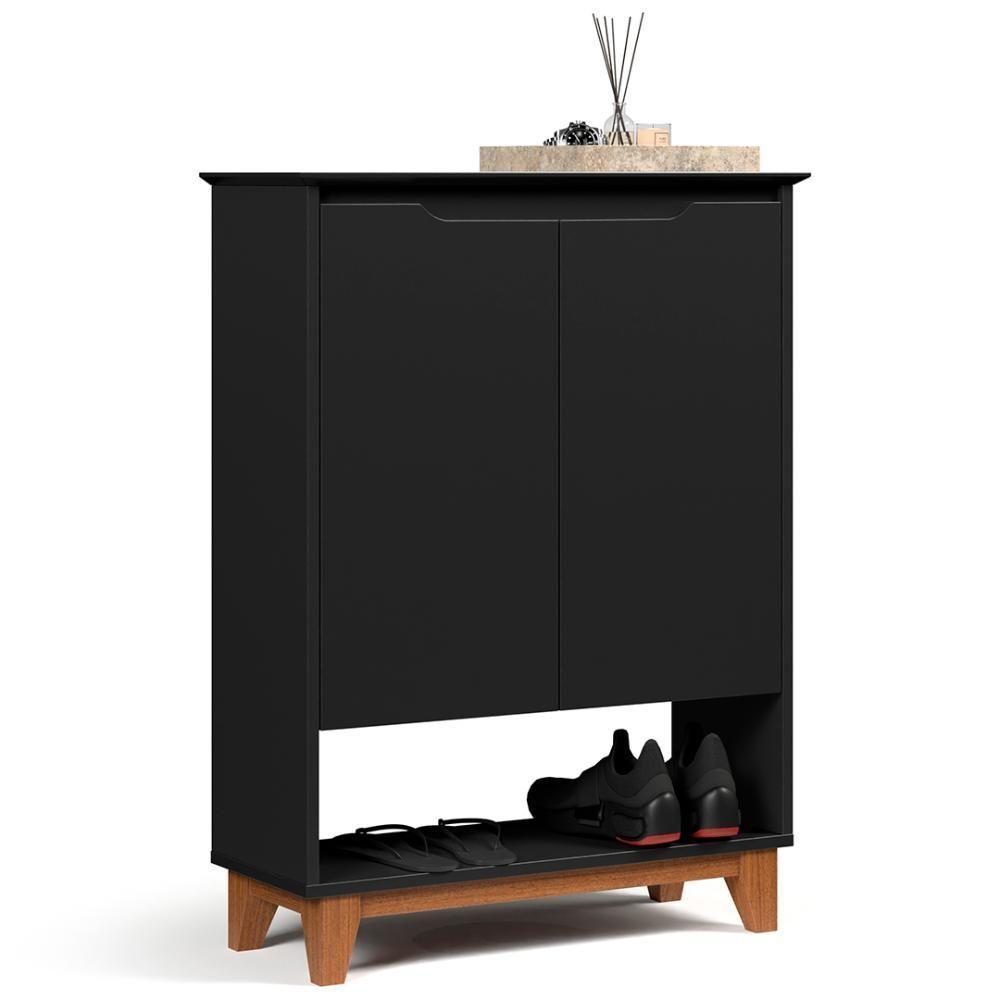 Sapateira Para Hall De Entrada Quarto 68cm Flow Preto - Ej Móveis - 1