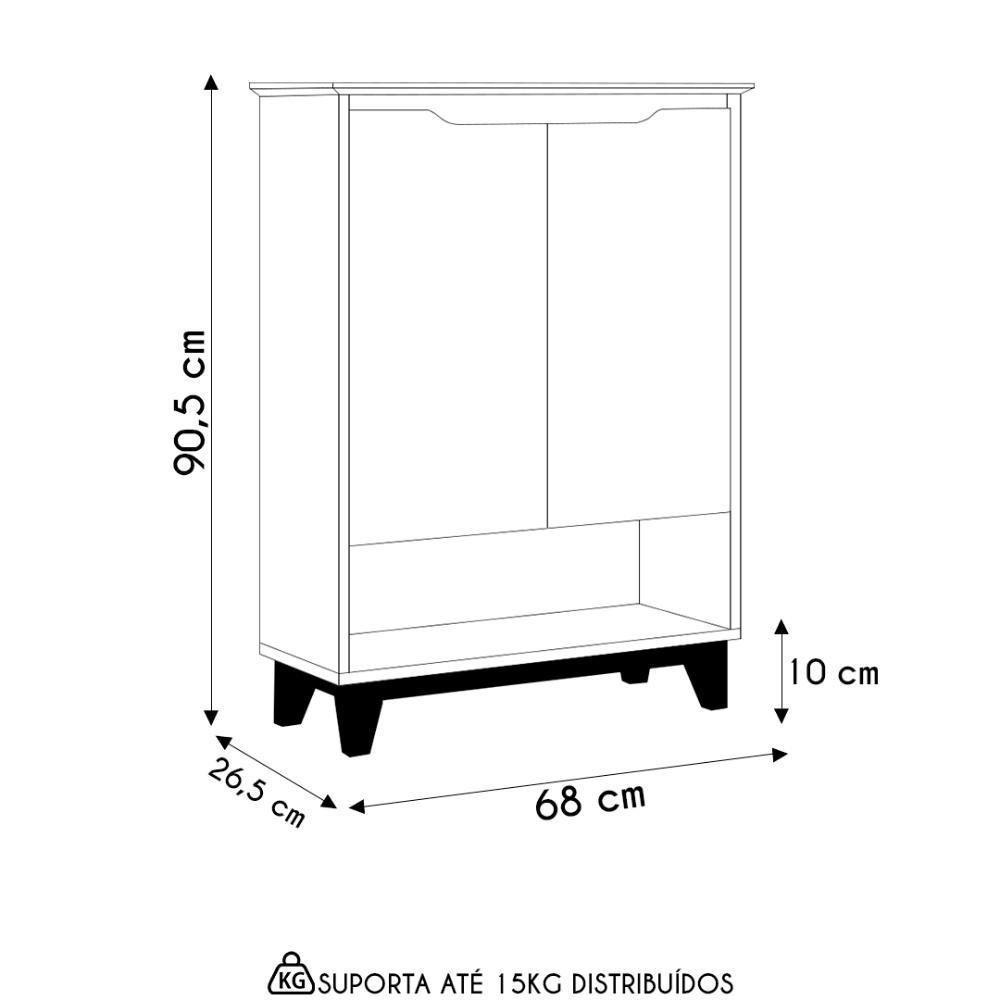 Sapateira Para Hall De Entrada Quarto 68cm Flow Preto - Ej Móveis - 4