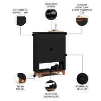 Sapateira Para Hall De Entrada Quarto 68cm Flow Preto - Ej Móveis - 3