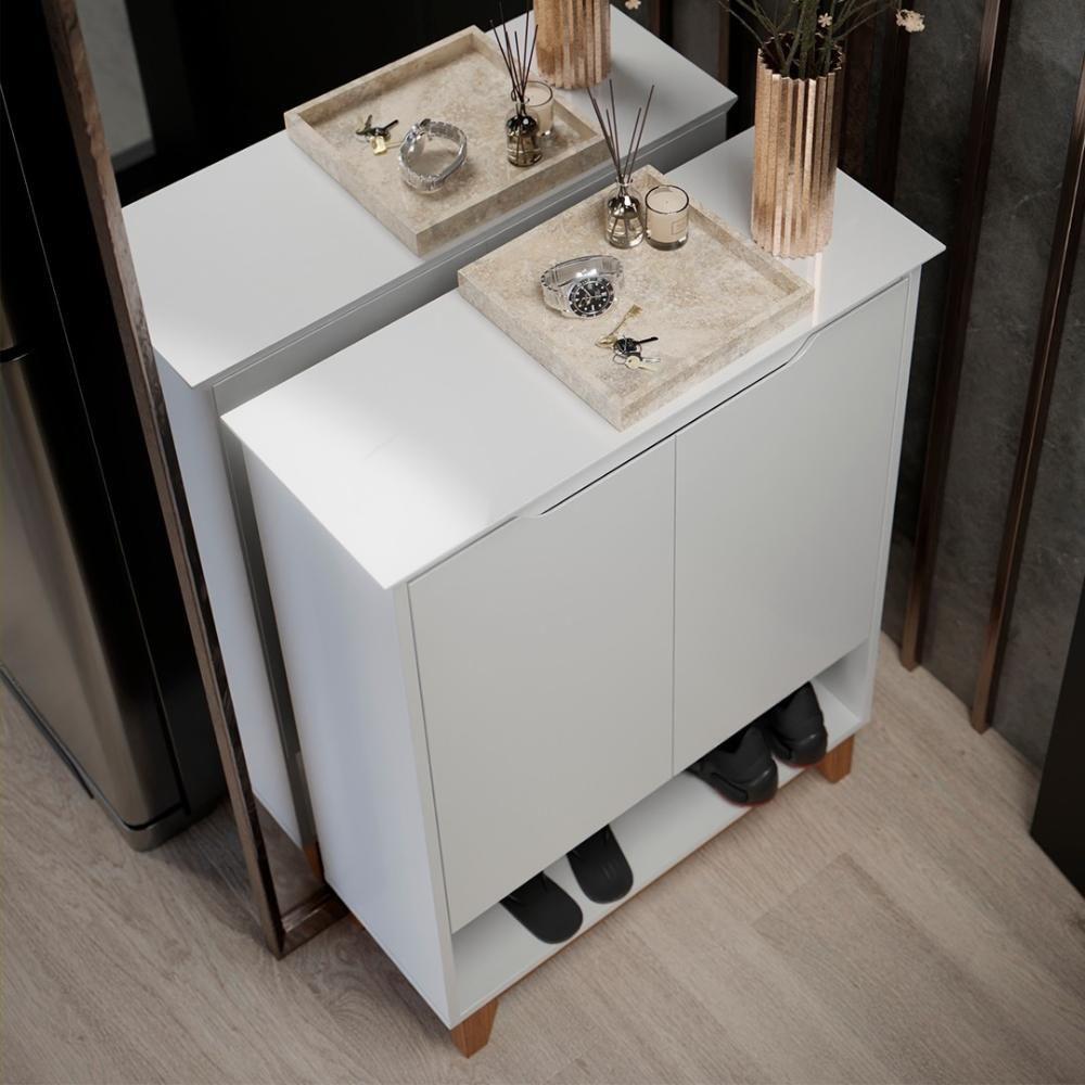 Sapateira Para Hall De Entrada Quarto 68cm Flow Branco - Ej Móveis - 8