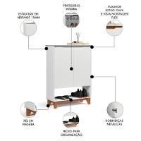 Sapateira Para Hall De Entrada Quarto 68cm Flow Branco - Ej Móveis - 3