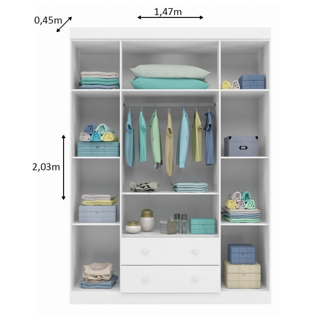 Guarda Roupa Infantil 4 Portas 2 Gavetas Ellie P04 Branco - Mpozenato - 4