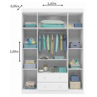 Guarda Roupa Infantil 4 Portas 2 Gavetas Ellie P04 Branco - Mpozenato - 4