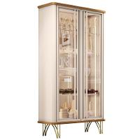 Cristaleira De Vidro Com Espelho Alvora H01 Off White-cinamomo - Mpozenato - 1