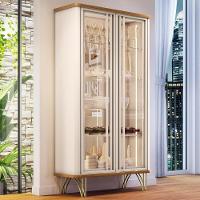 Cristaleira De Vidro Com Espelho Alvora H01 Off White-cinamomo - Mpozenato - 2