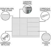 Cômoda Infantil 2 Portas 4 Gavetas Lua P04 Branco - Mpozenato - 3
