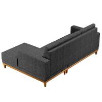 Sofá Living 200cm 3 Lugares Com Chaise Direito Kayrós D05 Linho Chumbo - Mpozenato - 3