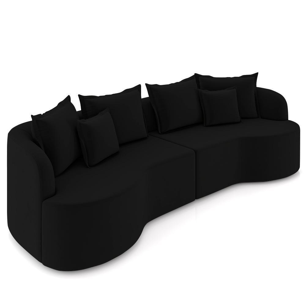 Sofá 4 Lugares 290cm Orgânico Quito K04 Veludo Preto - Mpozenato - 1