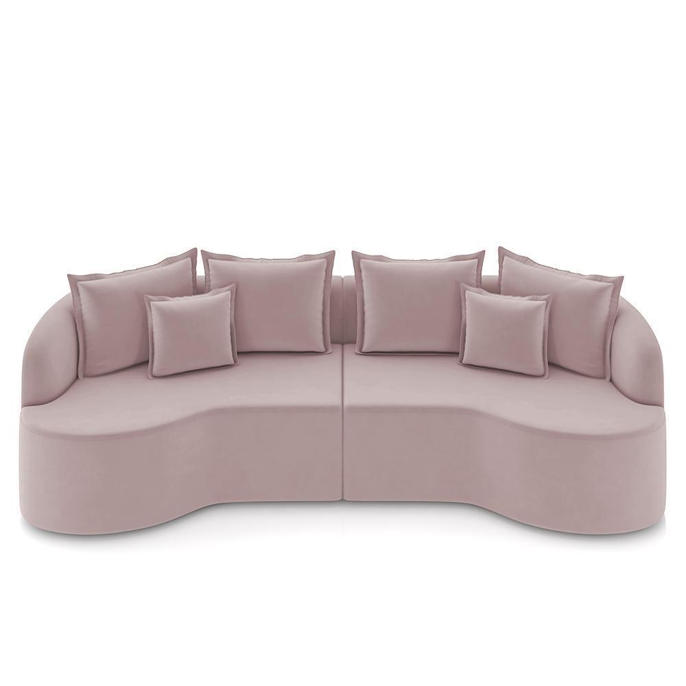 Sofá 3 Lugares 210cm Orgânico Quito K04 Veludo Rosê - Mpozenato - 5