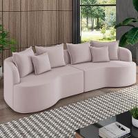 Sofá 3 Lugares 210cm Orgânico Quito K04 Veludo Rosê - Mpozenato - 2