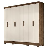 Guarda Roupa Casal 8 Portas 4 Gavetas 236cm ágata M07 Castanho Wood-off White - Mpozenato - 1