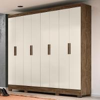 Guarda Roupa Casal 8 Portas 4 Gavetas 236cm ágata M07 Castanho Wood-off White - Mpozenato - 2