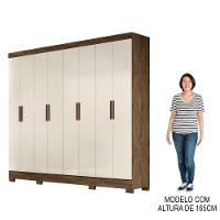 Guarda Roupa Casal 8 Portas 4 Gavetas 236cm ágata M07 Castanho Wood-off White - Mpozenato - 5