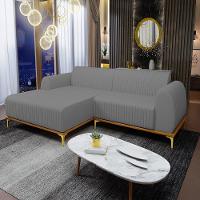 Sofá 265cm 4 Lugares Com Chaise Esquerdo Pés Gold Molino C-416 Linho Cinza Escuro - Domi - 2